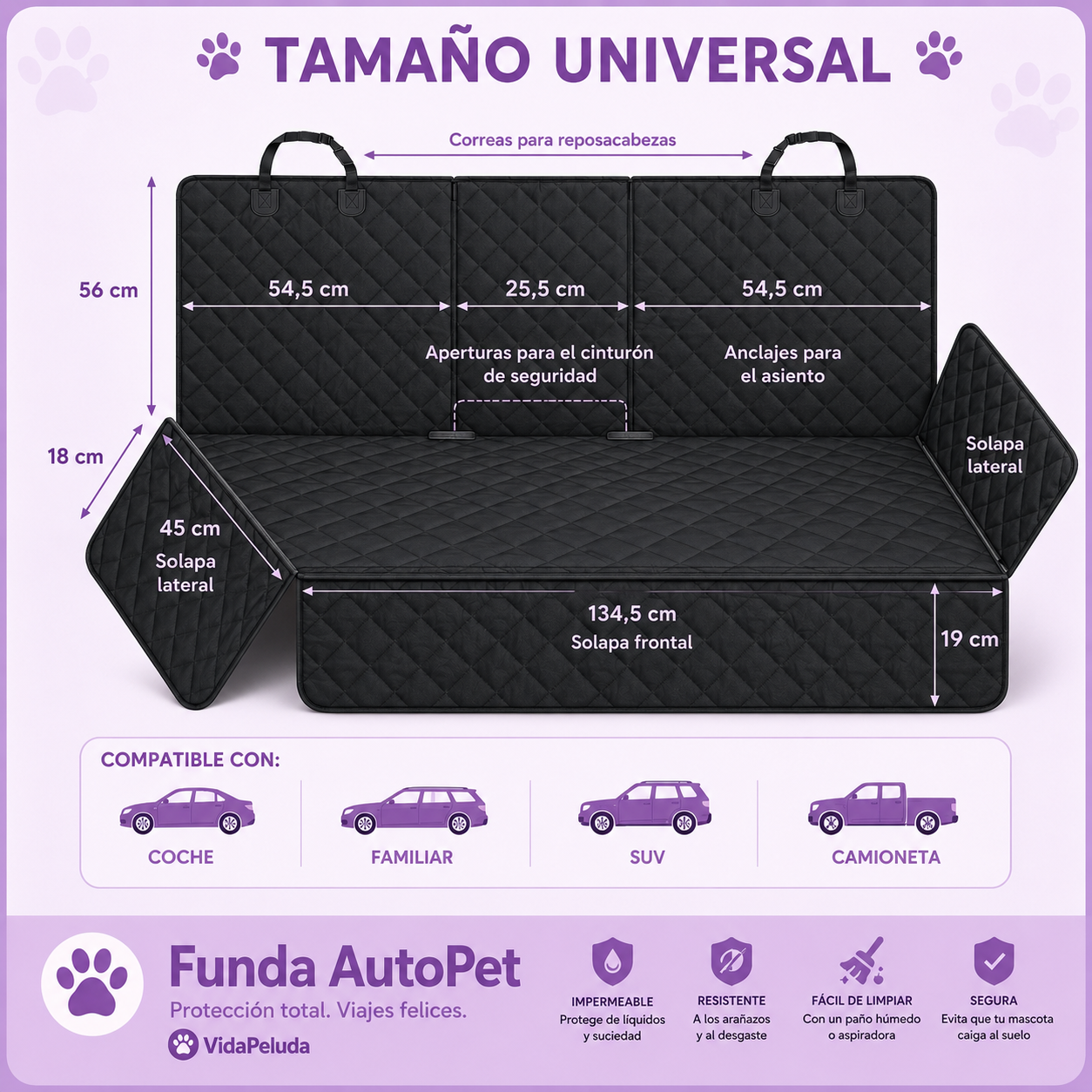🚗 Funda AutoPet™ – Protector Impermeable para Asientos de Coche