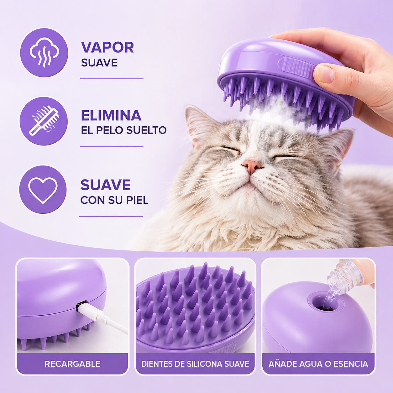 ✨SteamBrush™ – Cepillo vaporizador para perros y gatos