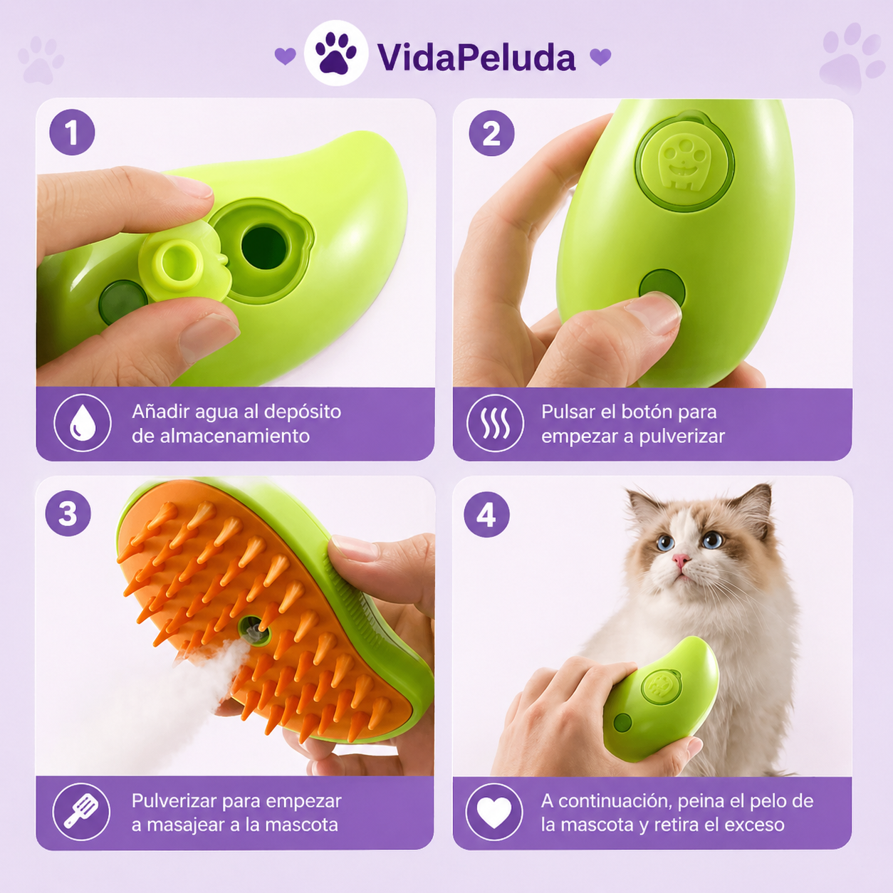 ✨SteamBrush™ – Cepillo vaporizador para perros y gatos